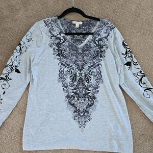 db XL top With Sequins And Velour Design Sleeves